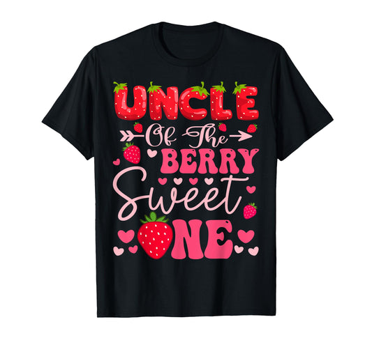 Uncle Of The Berry Sweet One Strawberry 1St Birthday Girl T-Shirt