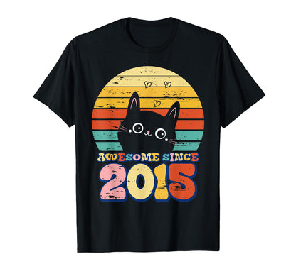 Awesome Since 2015 Tee Cat For Girl Boy Its My 8th Birthday T-Shirt