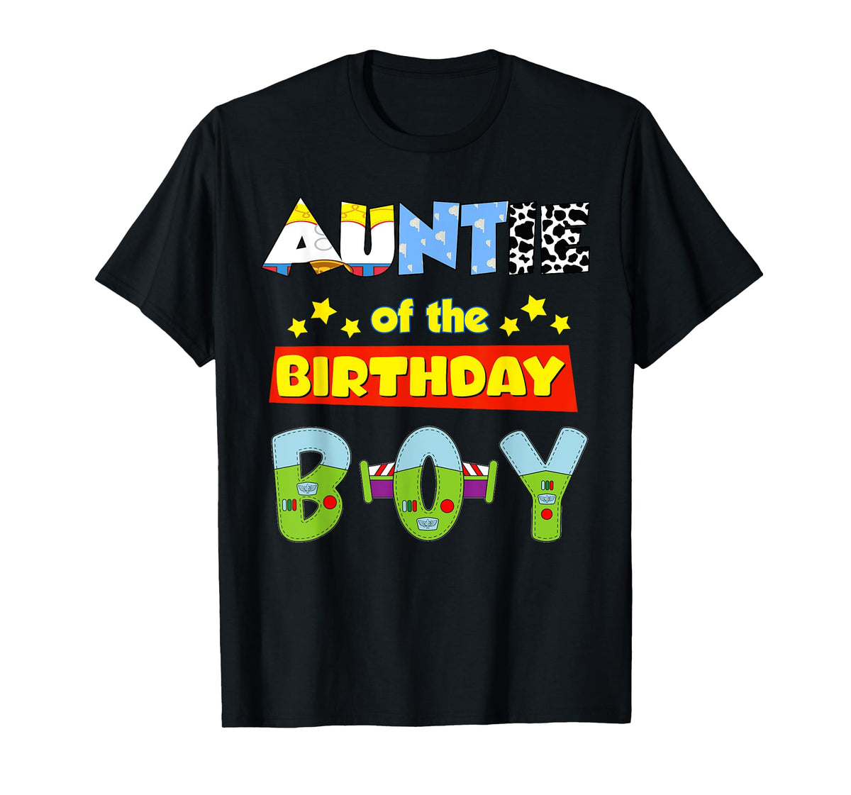 Auntie Of The Birthday Boy Cowboy Family Party Decorations T-Shirt