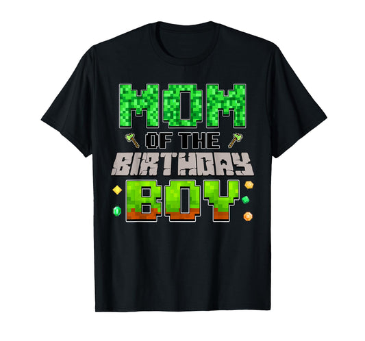 Mom Of The Birthday Boy Family Gaming Pixel Birthday Party T-Shirt