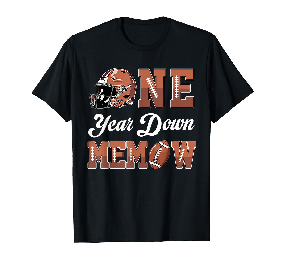 One Year Down Memaw 1st Birthday Boy 1 Year Old Football T-Shirt