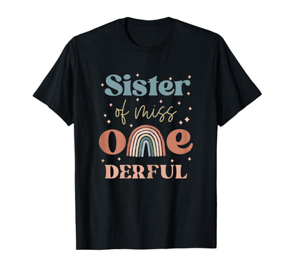 Sister of Miss Onederful Boho Rainbow First Birthday T-Shirt