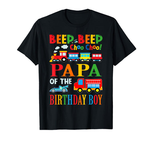 Papa Of The Birthday Boy Transportation Family Matching T-Shirt