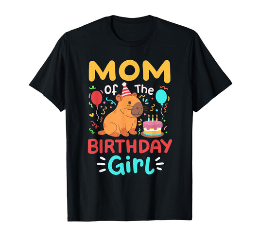 Mom Of The Birthday Girl Cute Capybara Bday Family Matching T-Shirt