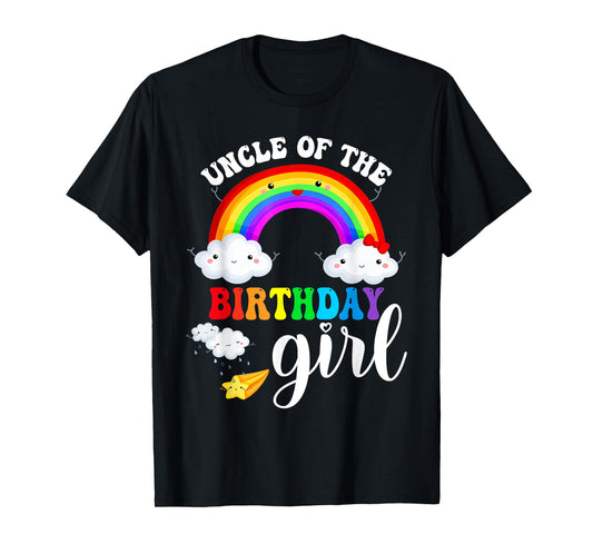 Uncle of The Birthday Girl Rainbow B-Day Matching Family T-Shirt