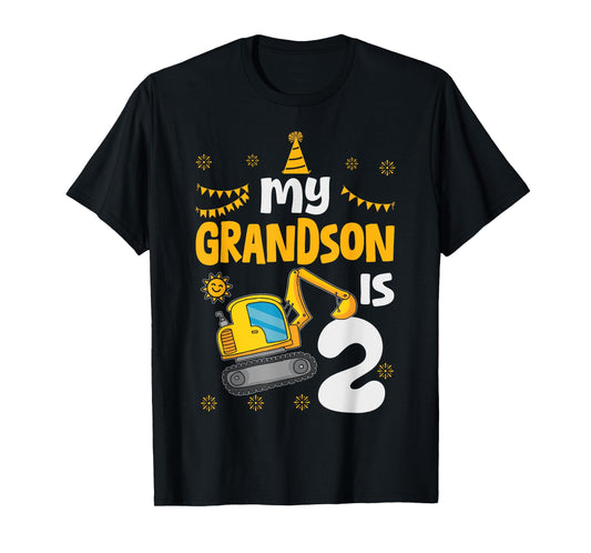 My Grandson Is 2 2nd Birthday Boy Digger Construction T-Shirt