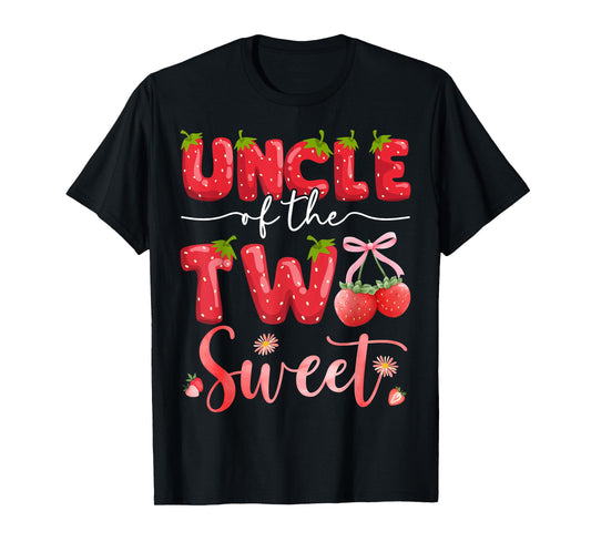 Uncle Of The Two Sweet 2Nd Birthday Girl Strawberry T-Shirt