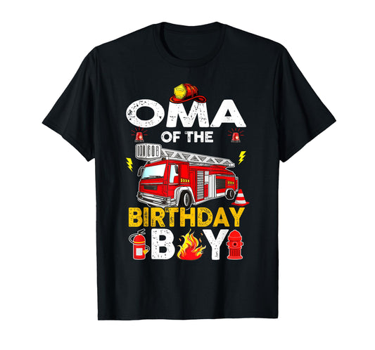 Oma Of The Birthday Boy Fire Truck Firefighter Party T-Shirt