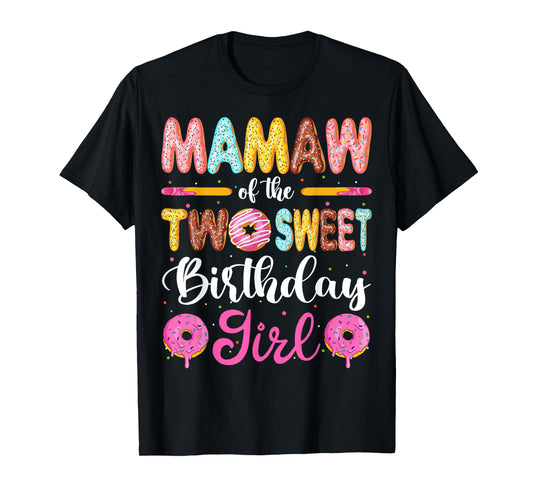 Mamaw Of The Two Sweet Birthday Girl Donut 2nd Birthday T-Shirt