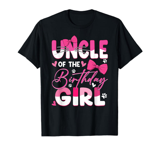 Uncle Of The Birthday Girl Cat Kitty Family Matching T-Shirt