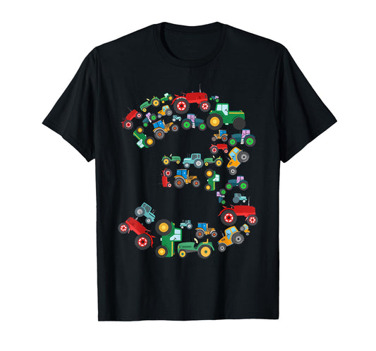 Tractors 3 Years Old 3rd Farm Birthday Theme Party Matching T-Shirt