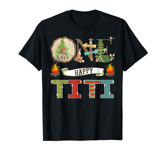 One Happy Titi Camper 1St Birthday Camping Bear T-Shirt