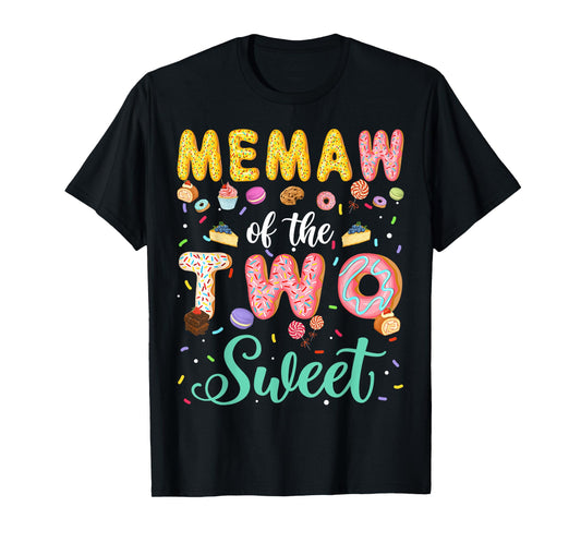 Memaw Of The Two Sweet Birthday Girl Donut Lover T-Shirt