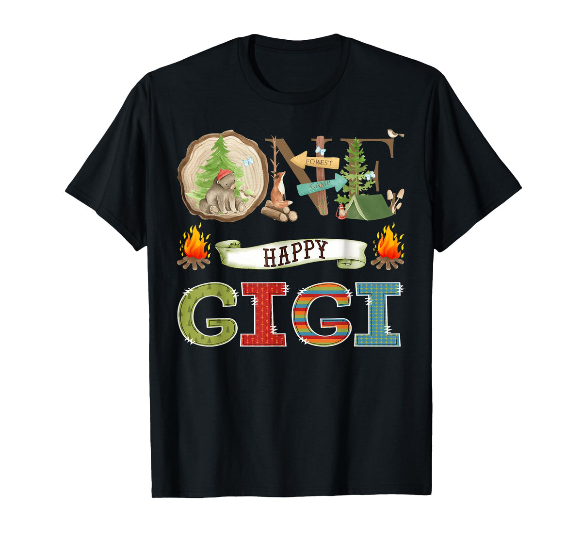 One Happy Gigi Camper 1St Birthday Camping Bear T-Shirt