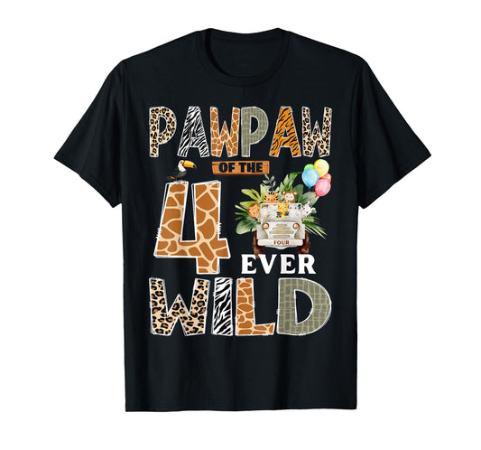 Pawpaw of The Four Ever Wild Safari 4th Birthday Boy T-Shirt