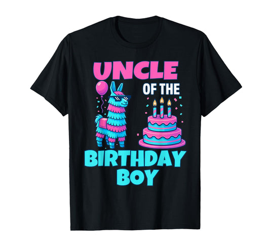 Uncle of Birthday Boy Llama Pinata Party family mathing men T-Shirt