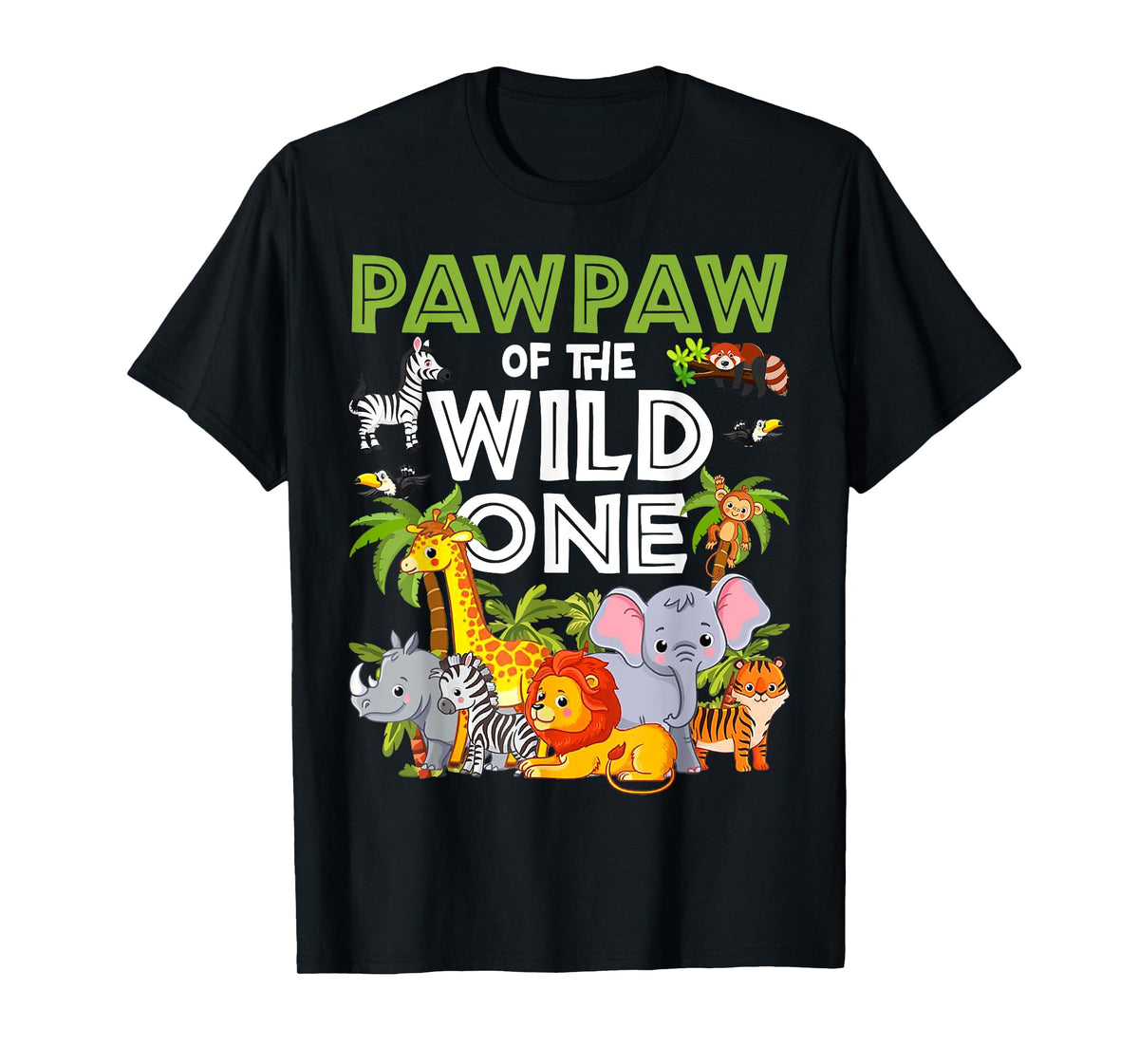 Pawpaw of the Wild One Zoo Birthday Safari Jungle Animal T-Shirt