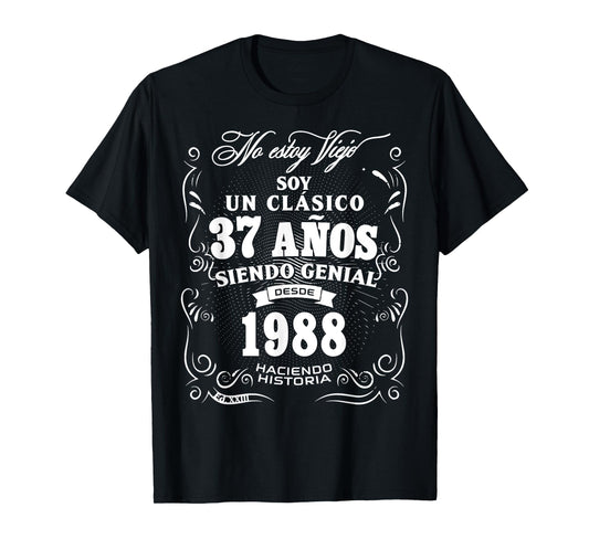 Vintage 37th Birthday Men Funny 1988 37 Birthday Spanish T-Shirt
