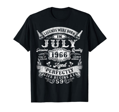 Legend Were Born in July 1966 Vintage 59th Birthday Men Dad T-Shirt