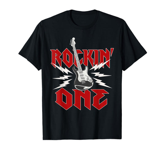 One Rockin One Birthday Family Matching Rock Guitar T-Shirt
