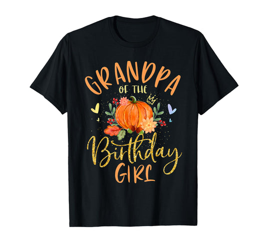 Mens Grandpa Of The Birthday Girl Pumpkin Themed Papa T-Shirt