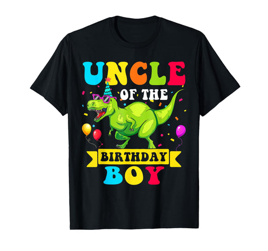 Uncle of the Birthday Boy T-Shirt Dinosaur Raptor Funny T-Shirt