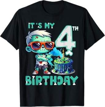 Kids It's My 4th Birthday Cool Zombie Lover 4 Year Old Boys T-Shirt
