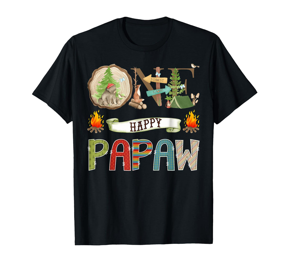 One Happy Papaw Camper 1St Birthday Camping Bear T-Shirt