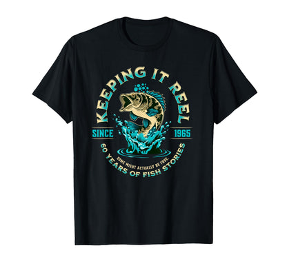 Funny 60th Birthday Fishing Keeping it Reel since 1965 T-Shirt