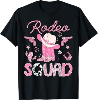 Rodeo Squad 1St Birthday Pink Boots Disco Cowgirl T-Shirt