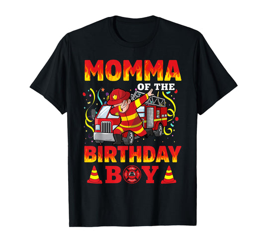 Momma Of The Birthday Boy Fire Truck Firefighter Boys T-Shirt