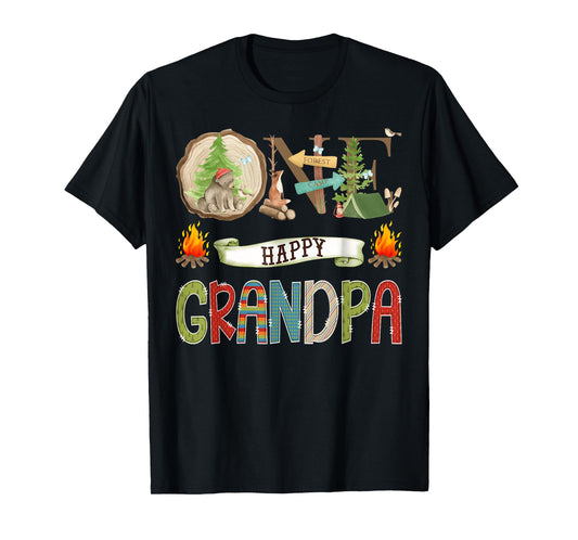 One Happy Grandpa Camper 1St Birthday Camping Bear T-Shirt