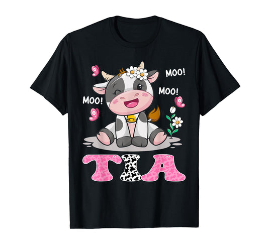 Tia Cute Cow Moo Moo Farmer Birthday Family Matching T-Shirt