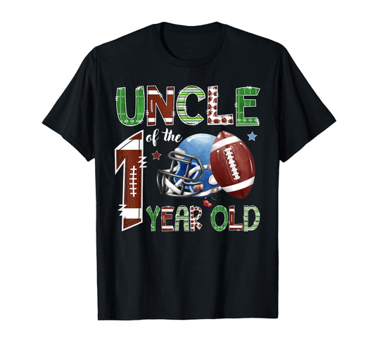 Uncle Of The 1 Year Old Football 1St Year Down Birthday T-Shirt