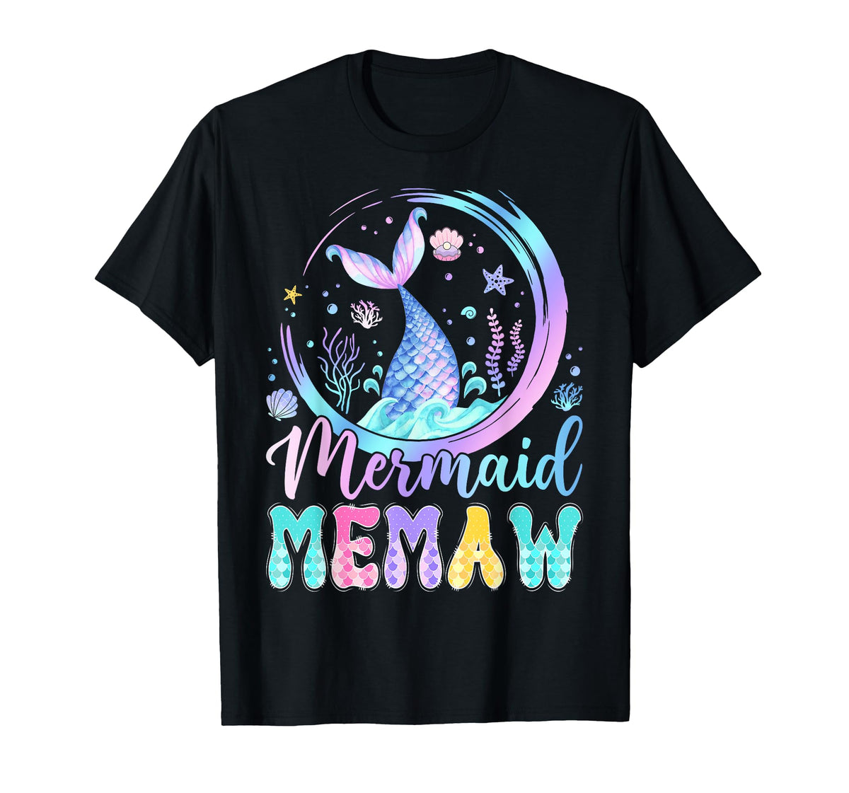 Mermaid Memaw Of The Birthday Girl Family Matching T-Shirt