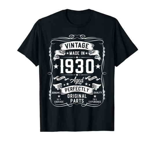 Vintage 1930 95 Years Old Gifts for Men 95yr 95th Birthday T-Shirt