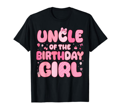 Uncle of The Birthday Girl Pink Coquette Bow Birthday Family T-Shirt
