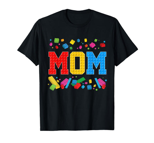 Mom Of The Birthday Boy Shirt Building Block Birthday Party T-Shirt