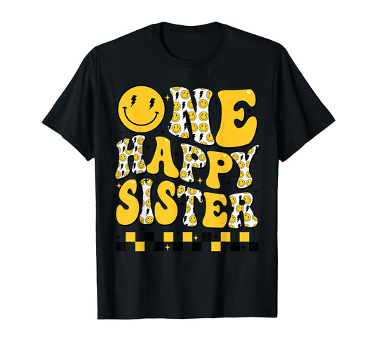 One Happy Sister First Smile Face Birthday Family Matching T-Shirt