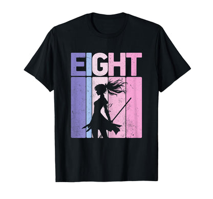 Eight Years Old Martial Arts Ninja 8th Birthday Party Girls T-Shirt