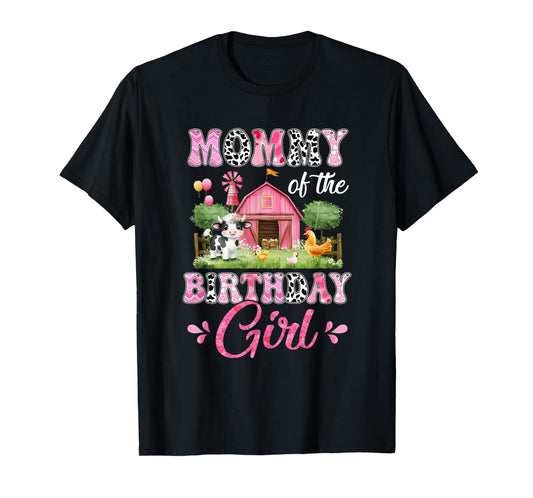 Mommy Of The Birthday Girl 1St Birthday Cow Farm Family T-Shirt