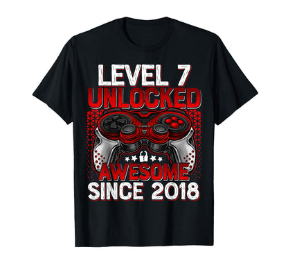 Level 7 Unlocked 7 Year Old Gifts For Boys 7th Birthday Boy T-Shirt