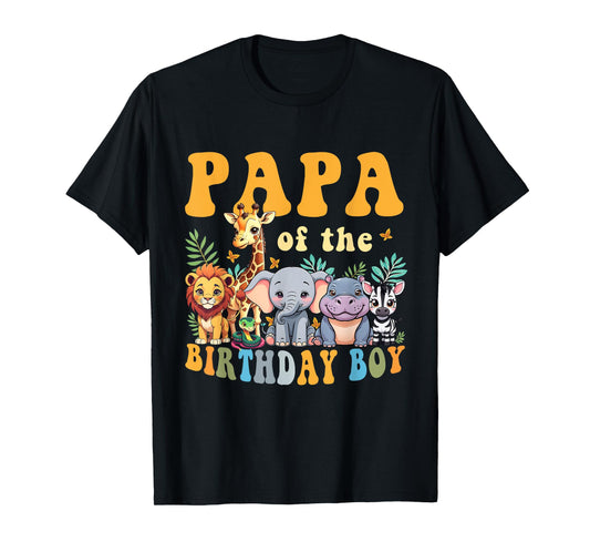 Papa of the Birthday Boy Kids Safari Jungle Animal Matching T-Shirt