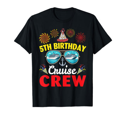 Fireworks Happy 5th Birthday Cruise Crew 5 Years Old Lover T-Shirt