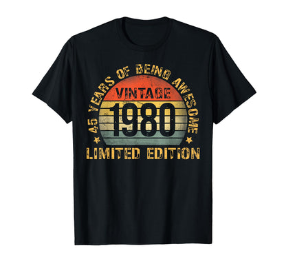 45 Year Birthday Decorations Men Gag 45yr 1980 45th Birthday T-Shirt