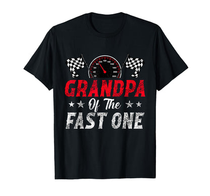 Grandpa Of The Fast One 1st Birthday Racing Car Family T-Shirt