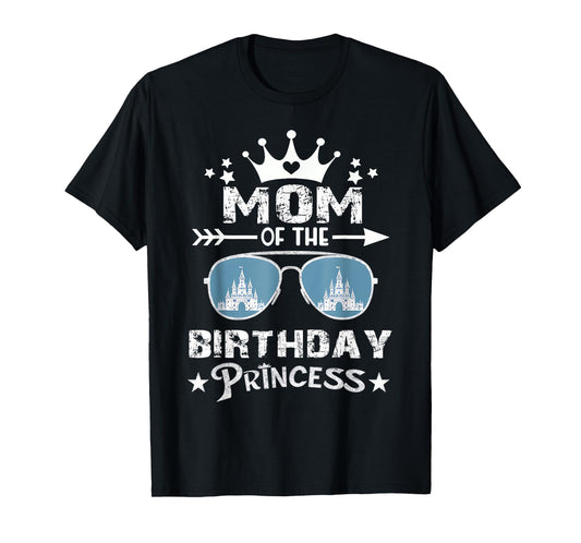 Mom Of The Birthday Princess Pastel Castle Family Matching T-Shirt