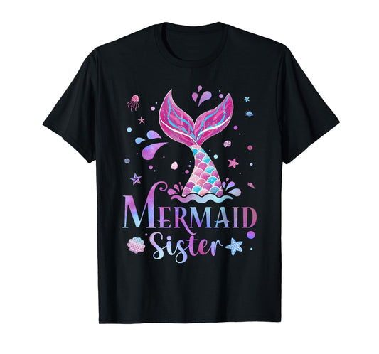 Mermaid Sister Tie Dye Mermaid Birthday Family Matching T-Shirt