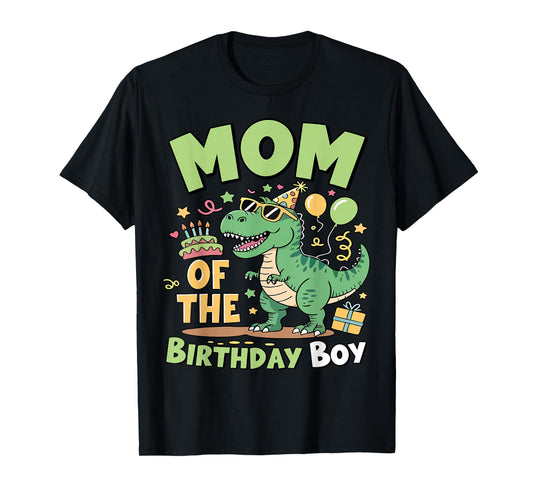 Mom of The Birthday Boy T Rex Dinosaur Family Party Womens T-Shirt
