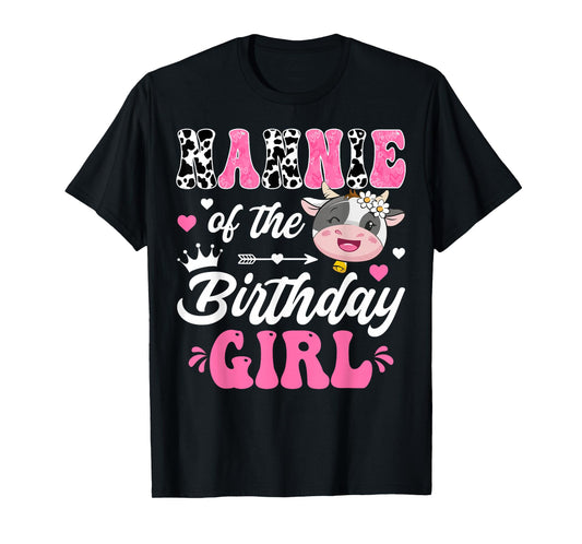 Nannie Of The Birthday Girl Cute Cow Farm 1St Birthday T-Shirt